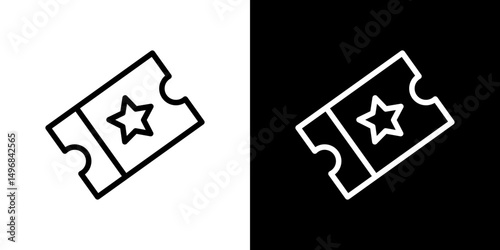 Event ticket icon stroke vector icon simple black style, illustration.