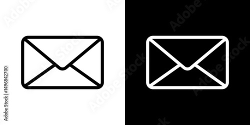 Envelope icon stroke vector icon simple black style, illustration.