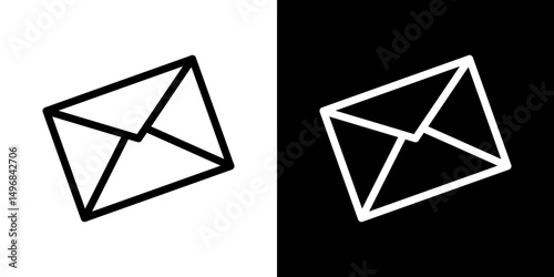 Envelope icon stroke vector icon simple black style, illustration.