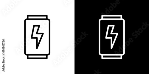Energy drink icon stroke vector icon simple black style, illustration.