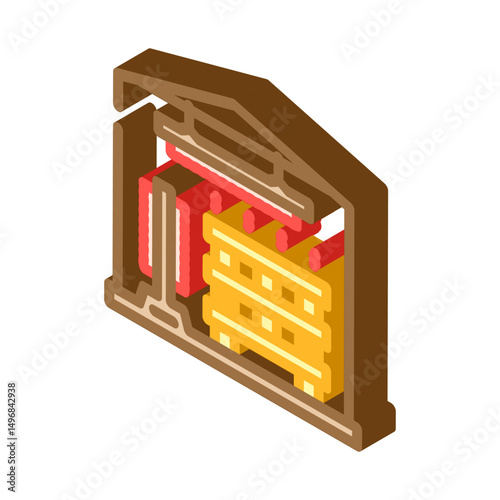 lumber drying process isometric icon vector illustration
