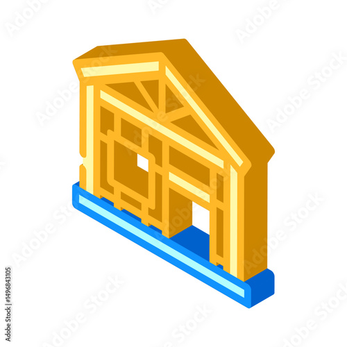 wood treatment frame houses isometric icon vector illustration