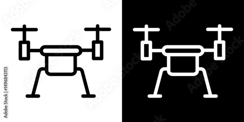Drone icon stroke vector icon simple black style, illustration.