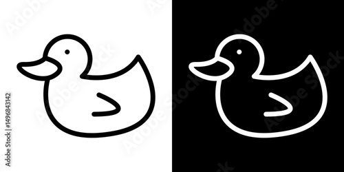 Duck icon stroke vector icon simple black style, illustration.