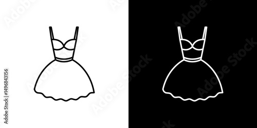 Dress icon stroke vector icon simple black style, illustration.