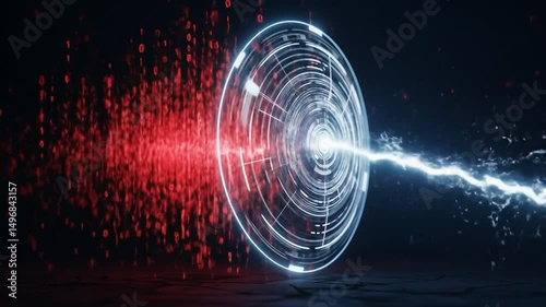 Electric Arc Passing Through Digital Circle with Binary Data