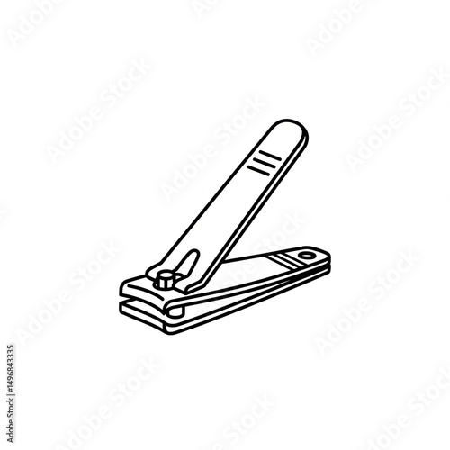 A nail clipper, black simple line drawing, white background.