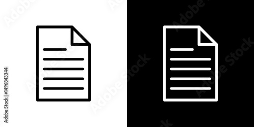 Document icon stroke vector icon simple black style, illustration.