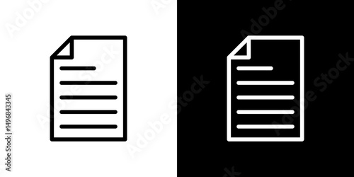 Document icon stroke vector icon simple black style, illustration.