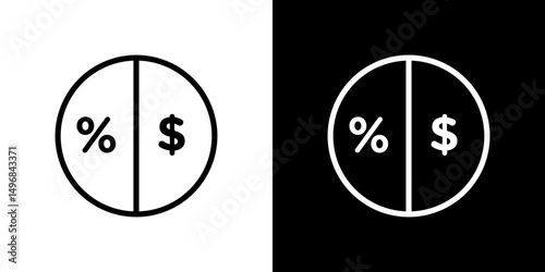 Dividend icon stroke vector icon simple black style, illustration.