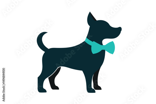 Elegant Dog Silhouette Bowtie Canine Illustration