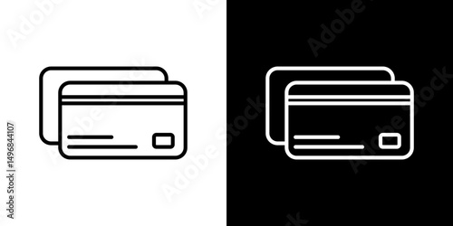 Credit card icon stroke vector icon simple black style, illustration.