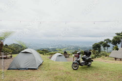moto camping in the mountains