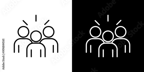 Community icon stroke vector icon simple black style, illustration.