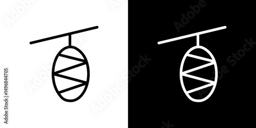 Cocoon icon stroke vector icon simple black style, illustration.