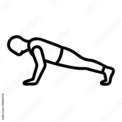  icon Man performing push-up exercise in fitness on transparent background  