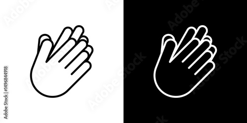 Clap icon stroke vector icon simple black style, illustration.