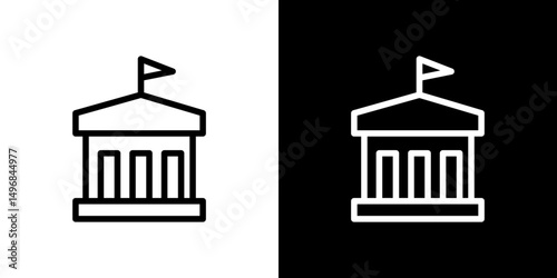 City hall building icon stroke vector icon simple black style, illustration.