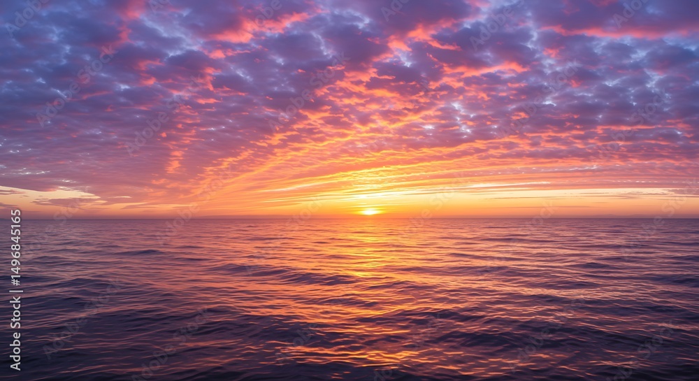 Fototapeta premium Ocean twilight spectacle fiery clouds blaze