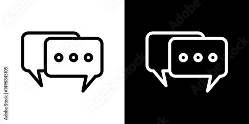 Chat icon stroke vector icon simple black style, illustration.