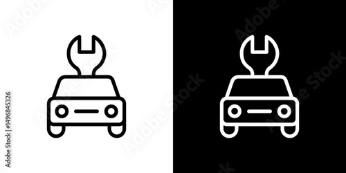 Car repair icon stroke vector icon simple black style, illustration.