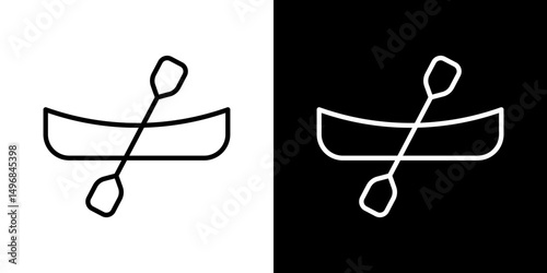 Canoe icon stroke vector icon simple black style, illustration.