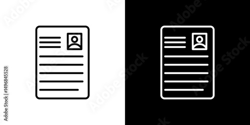 CV icon stroke vector icon simple black style, illustration.