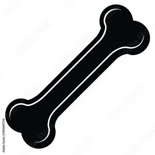 Dog Bone Icon Simple Black and White Illustration