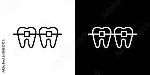 Braces icon stroke vector icon simple black style, illustration.