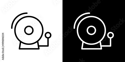 Bell school icon stroke vector icon simple black style, illustration.