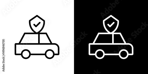Auto insurance icon stroke vector icon simple black style, illustration.