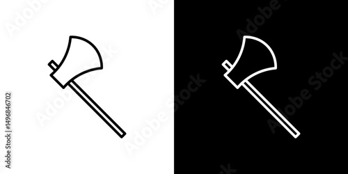 Axe icon stroke vector icon simple black style, illustration.