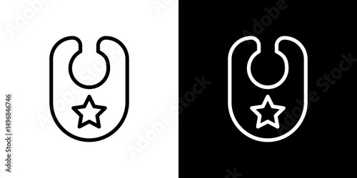 Baby bib icon stroke vector icon simple black style, illustration.