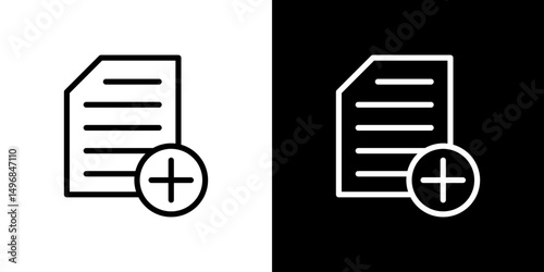 Add document icon stroke vector icon simple black style, illustration.