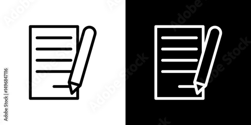 Agreement icon stroke vector icon simple black style, illustration.