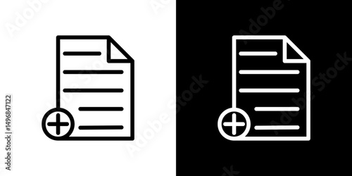 Add document icon stroke vector icon simple black style, illustration.