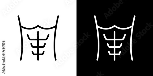 Abs icon stroke vector icon simple black style, illustration.