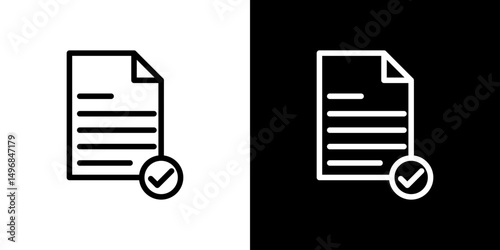 Accept document icon stroke vector icon simple black style, illustration.