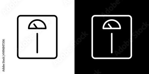 Weight scale icon stroke vector icon simple black style, illustration.