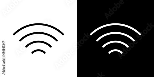 Wifi Signal icon stroke vector icon simple black style, illustration.