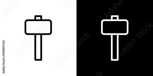 Wooden mallet icon stroke vector icon simple black style, illustration.