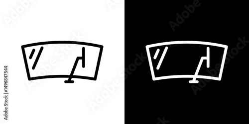 car windscreen icon stroke vector icon simple black style, illustration.
