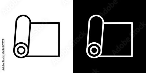 Yoga mat icon stroke vector icon simple black style, illustration.