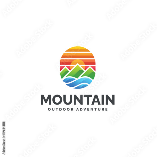 Free Download Mountain Colorful Logo Design Template - GFXLoad