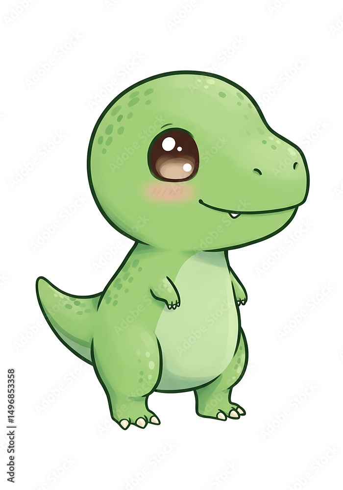 Fototapeta premium Cute cartoon baby dinosaur with soft expression