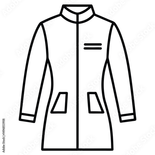 Minimalist Outline of a White Lab Coat - Professional Apparel Illustration