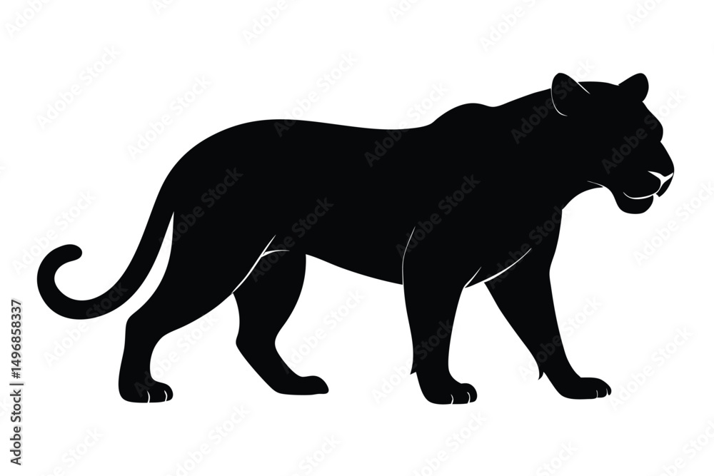 Obraz premium Majestic Black Panther Silhouette, Powerful Predator Illustration
