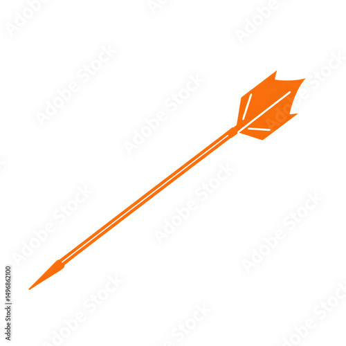 Modern Arrow with Clean Bold Lines in Blazing Orange Isolated on Transparent Background