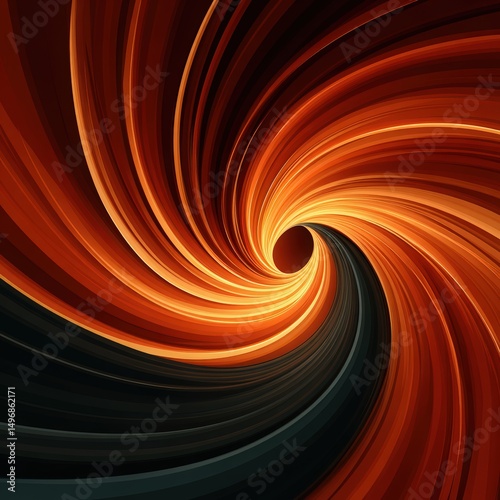 Abstract Swirling Orange and Black Line Vortex