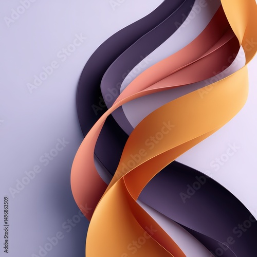 Abstract Wavy Ribbons on Violet Background